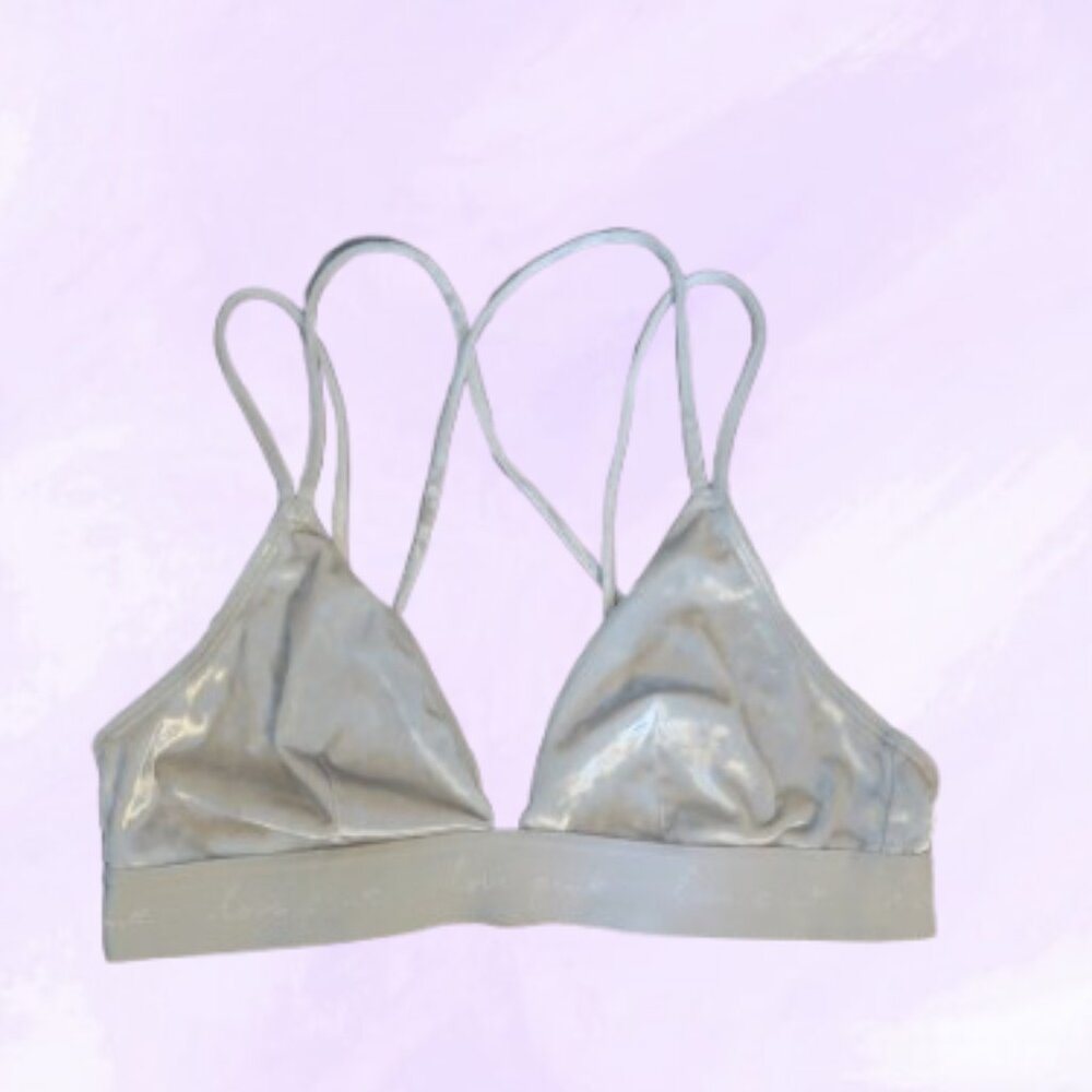 PINK Victoria's Secret velvet bralette strappy back love pink on bottom band M